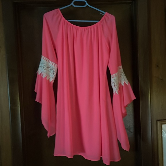 Honeyme Pink Ruffled Boho Dress - Picture 4 of 4
